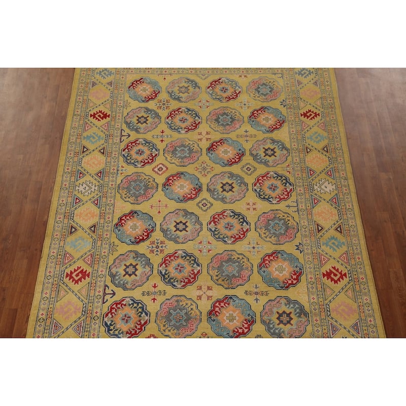 Geometric Kazak Area Rug Hand-Knotted Wool Carpet - 6'11" x 10'7"