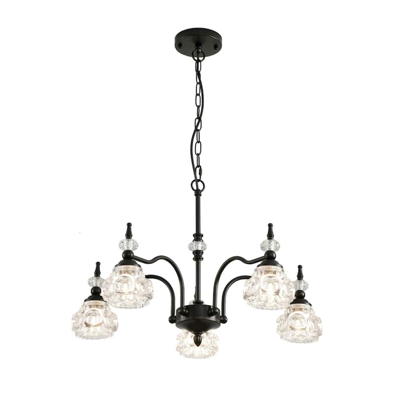 Modern Crystal Glass Shade 5-Light Chandelier