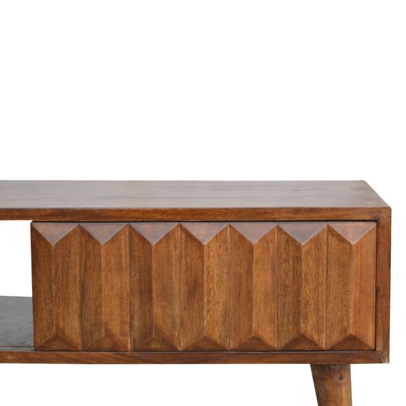 Artisan Furniture Solid Wood Chestnut Prism Sliding Media Unit, Light brown with 1 Shelf