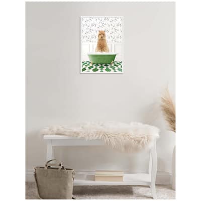 Kate and Laurel Sylvie Aniaml in Eclectic Green Bathtub Framed Canvas by Amy Peterson