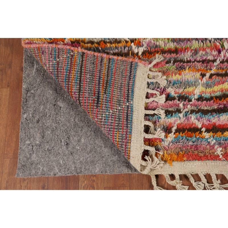 All-Over Trellis Moroccan Area Rug Hand-Knotted Wool Carpet - 5'9" x 10'0"