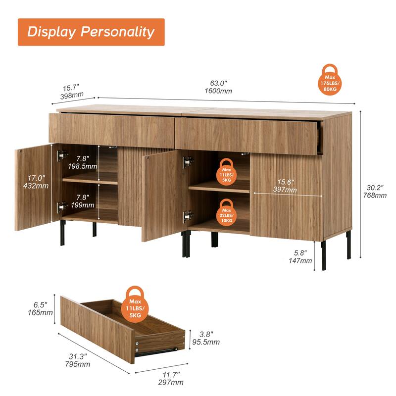 Modern Wood 31.5" Dresser With Reeded Design, Minimalist Dresser Organizer Storage