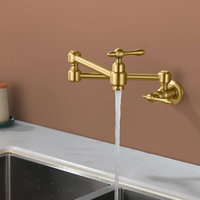 Pot Filler Faucet Commercial Wall Mount Kitchen Sink Faucet Modern Folding Stretchable Double Joint With Single Hole Two Handles