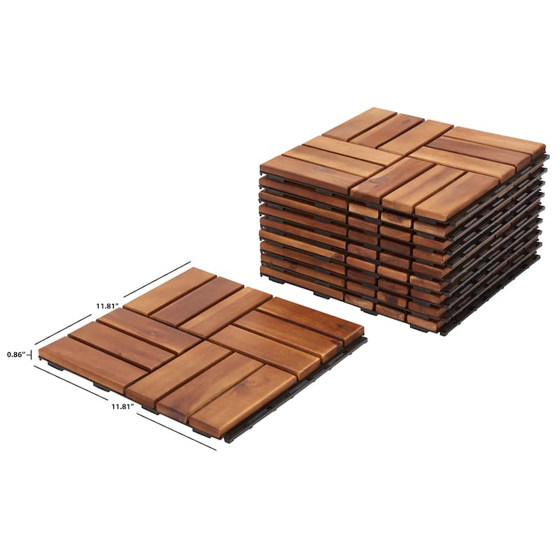 SAFAVIEH Outdoor Silve Wooden Floor Tile (10 Pack) - 12" W x 12" D x 1" H - 12Wx12Dx1H