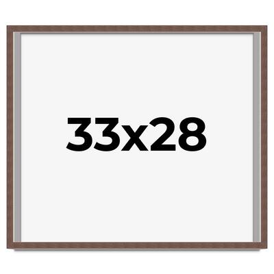 33x28 Shadow Box Frame Brown | 1.125 inches Deep Real Wood Rustic