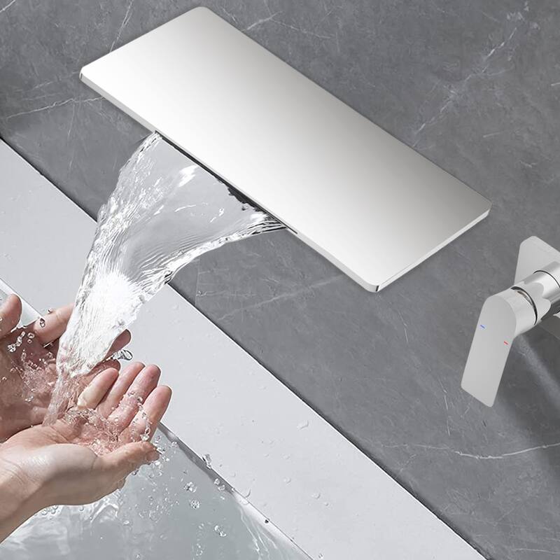 YASINU Waterfall Bathroom Sink Faucet 1- Handle Wall Mount Lavatory Faucet
