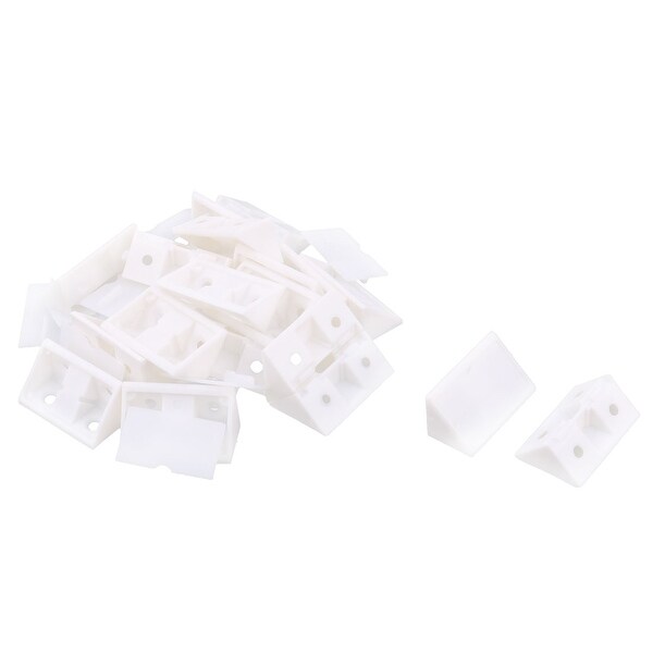 Plastic Shelf Cabinet Closet 90 Degree Corner Braces Angle Brackets White 20pcs