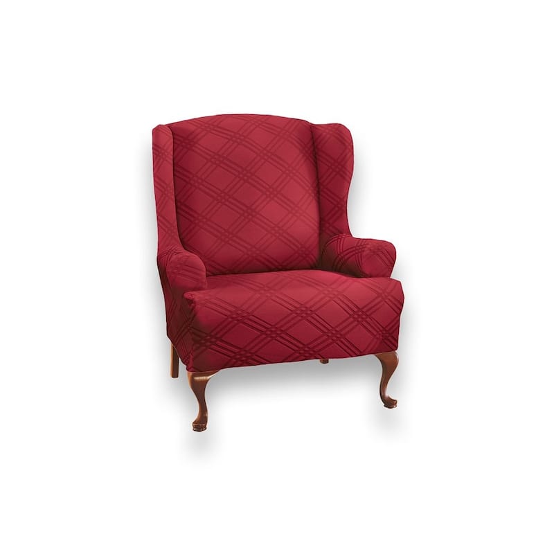Double Diamond Stretch Furniture Cover - Wing Chair