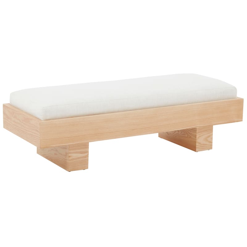 SAFAVIEH Couture Ferah White Wood Bench - 52" W x 20" D x 17" H - 52Wx20Dx17H