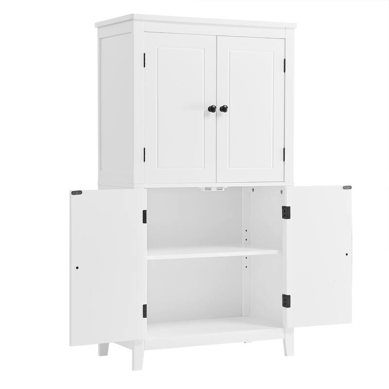 GDFStudio - Amelia Tall Freestanding Bathroom Cabinet with Adjustable Shelves and Secure Storage