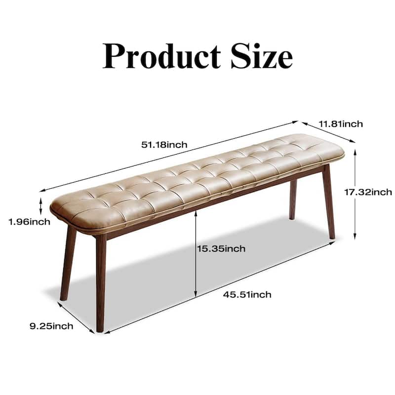 GDFStudio - Belvidere Modern FAS-Grade Solid Oak Wood Dining Bench with Leather Cushion & High-Density Soft Sponge Filling