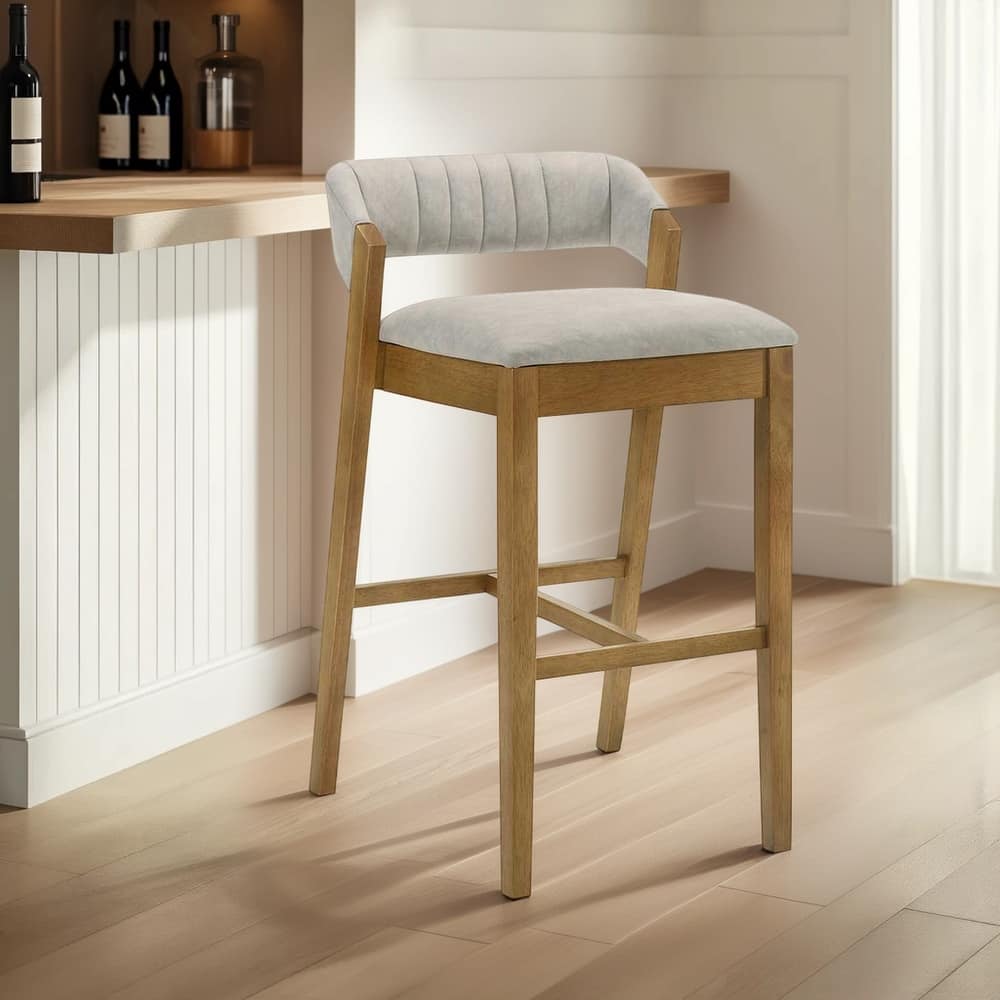 Landyn Modern Bar Stool, Upholstered Counter Height Chair with Wood Frame