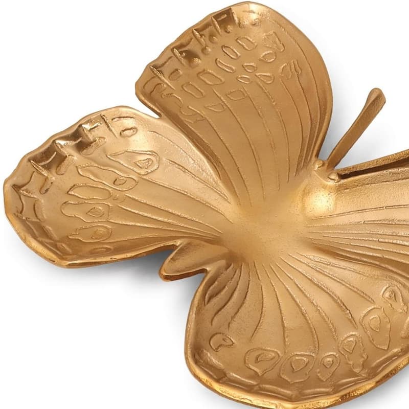 HomeRoots 18" Gold Cast Aluminum Butterfly Serving Tray - 17.6 in. x 1.75 in. x 13.1 in.
