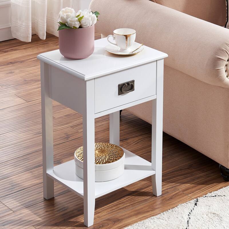 Javlergo Wooden Nightstand Bedside, Set of 2, Small End Tables with Drawer for Bedroom, Living Room, Office Room