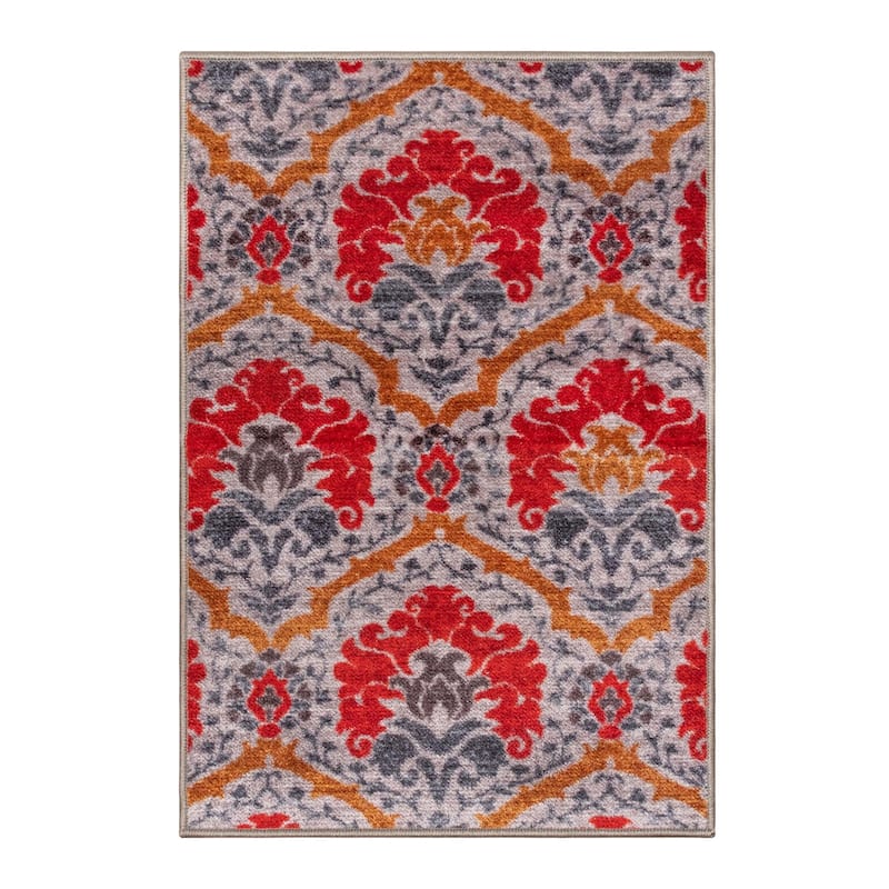 Superior Chloe Floral Damask Non-Slip Washable Indoor Runner or Area Rug