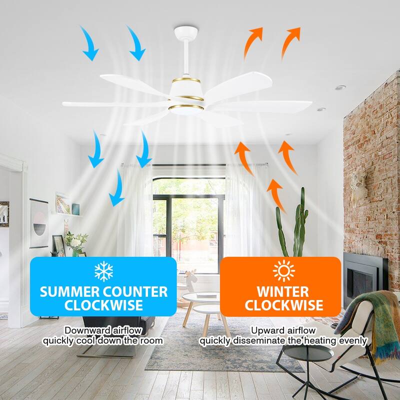 MLiAN 60 inch 6-Blades Indoor Smart LED Ceiling Fan With Remote... - 60inch