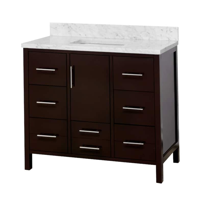 KitchenBathCollection California 42" Bathroom Vanity with Carrara Marble Top