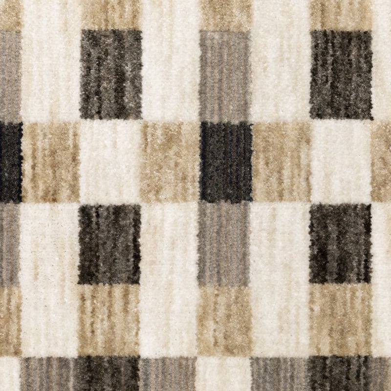 Hansel Geometric Blocks Black/ Golden Brown Area Rug