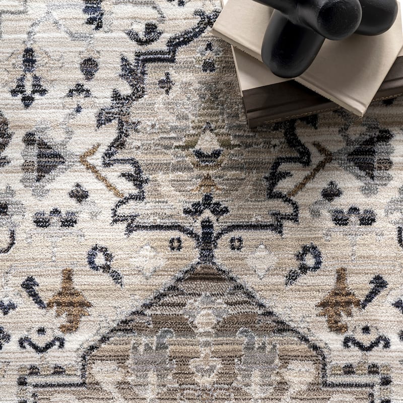 Nuloom Oliveira Floral Medallion Fringe Area Rug