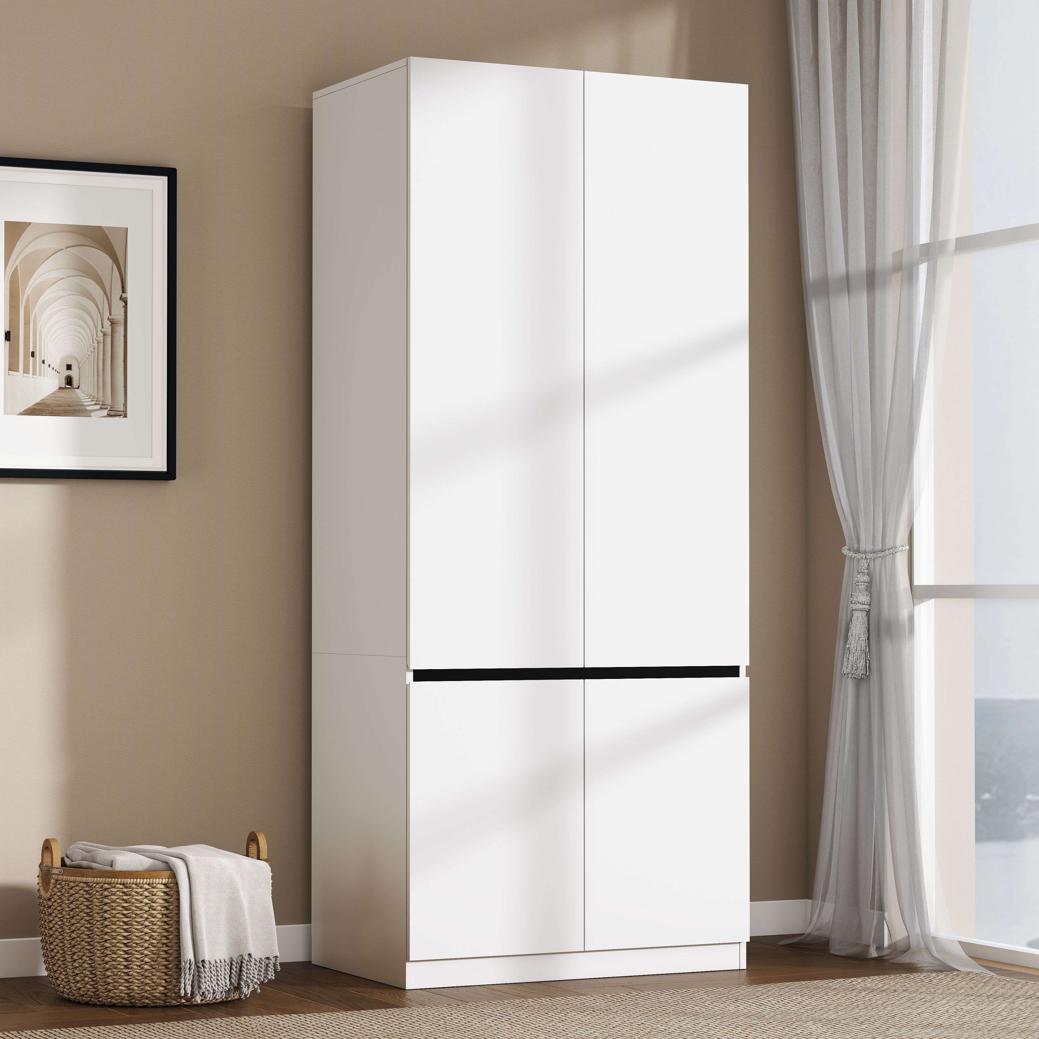 75" Armoire Wardrobe Closet, Clothes Organizer Closet with Storage Shelves