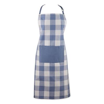 Buffalo Check Unisex Kitchen Chef Apron - 32" - Stonewash Blue and White