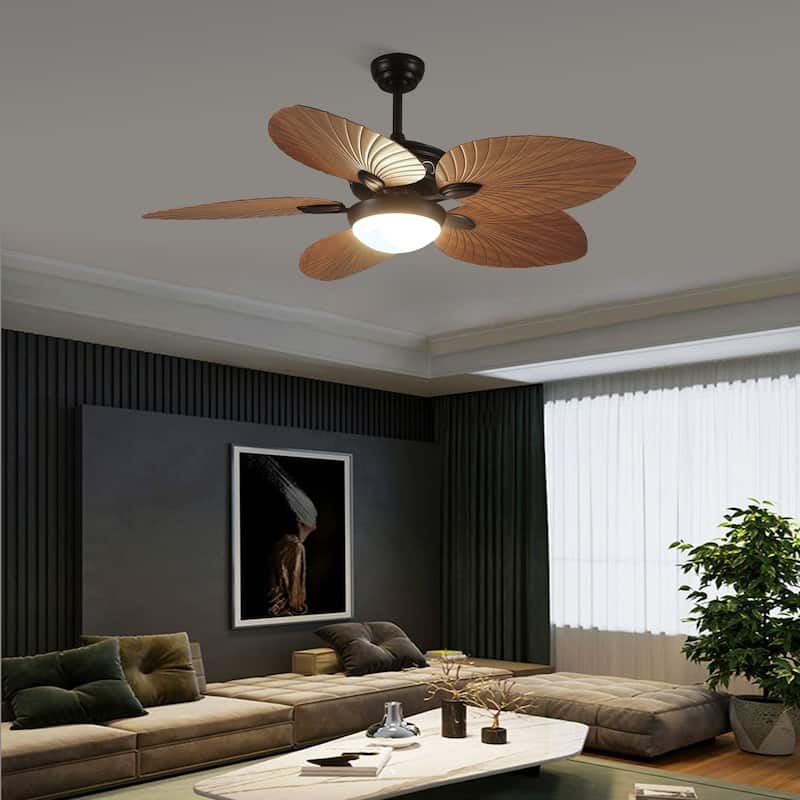 44"/52" Palm Leaf Tropical Ceiling Fan with Light,Indoor and Outdoor Ceiling Fan,Waterproof