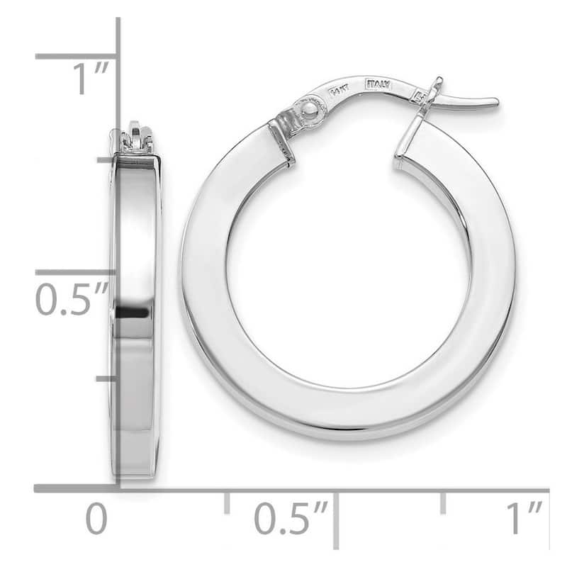 Curata 14k White Gold Polished 22.5x3mm Squared Hoop Earrings
