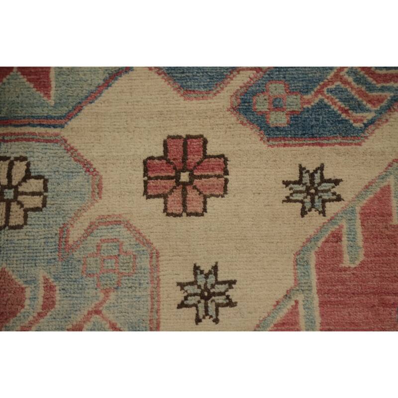 Hand Knotted Oriental 100% Wool Carpet Traditional Geometric Oranges & Rust Kazak Area Rug - 12' 0'' X 8' 11''