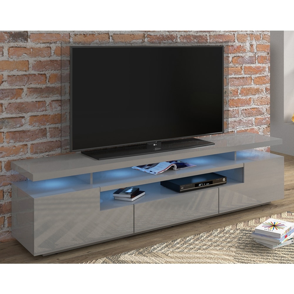 MDA Designs Orbit Gloss Black TV Stand with Gloss Black Curved Sides for Flat Screen TVs up to 55/”
