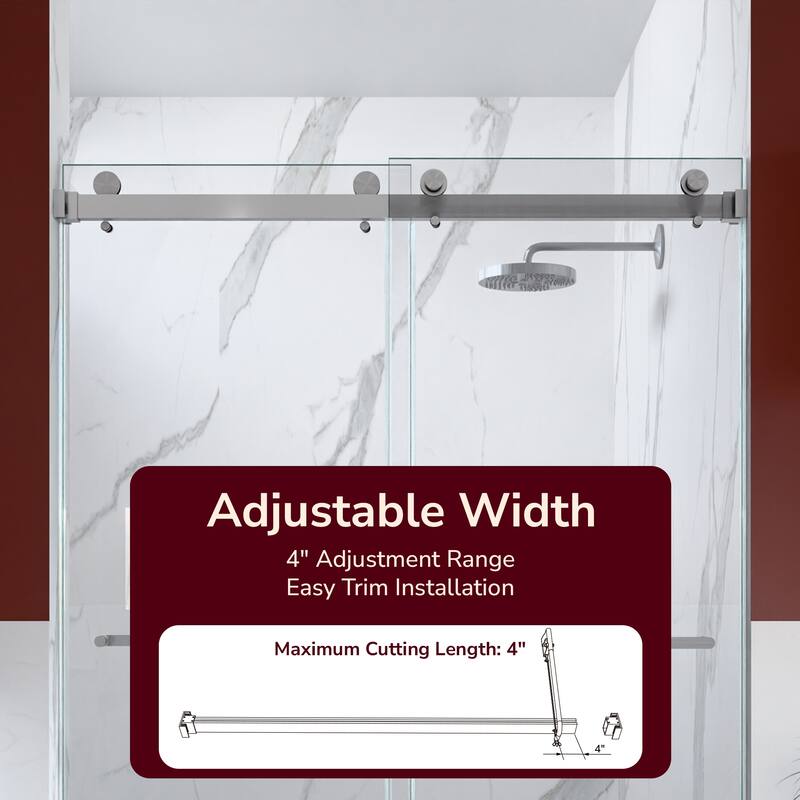 GDFStudio - Modern Minimalist Frameless Double Sliding Shower Door with 3/8" SGCC Tempered Glass & Stainless Steel Hardware