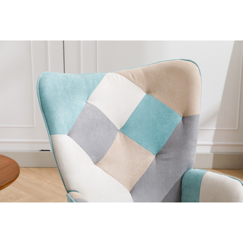 Modern Patchwork Accent Chair for Living Room Bedroom Studio