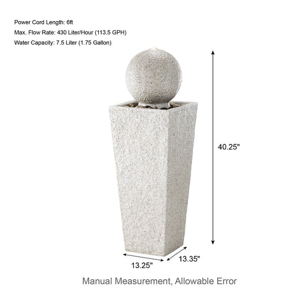 dimension image slide 1 of 3, Demta Floating Sphere Oversized LED Fountain by Havenside Home