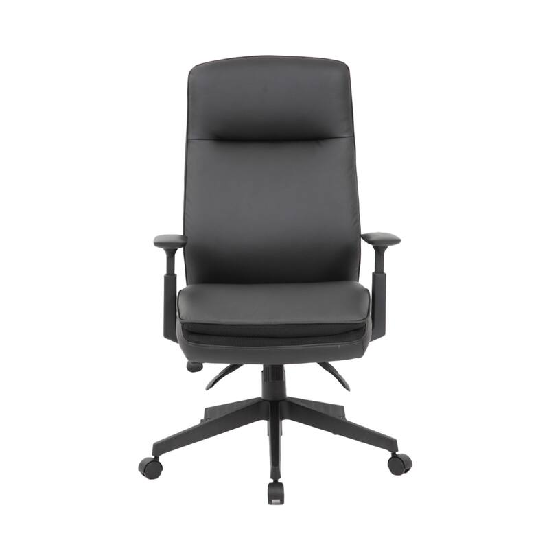 Executive Office Chair, Black Soft Vinyl, Nylon Base, 3 Paddle Tilt