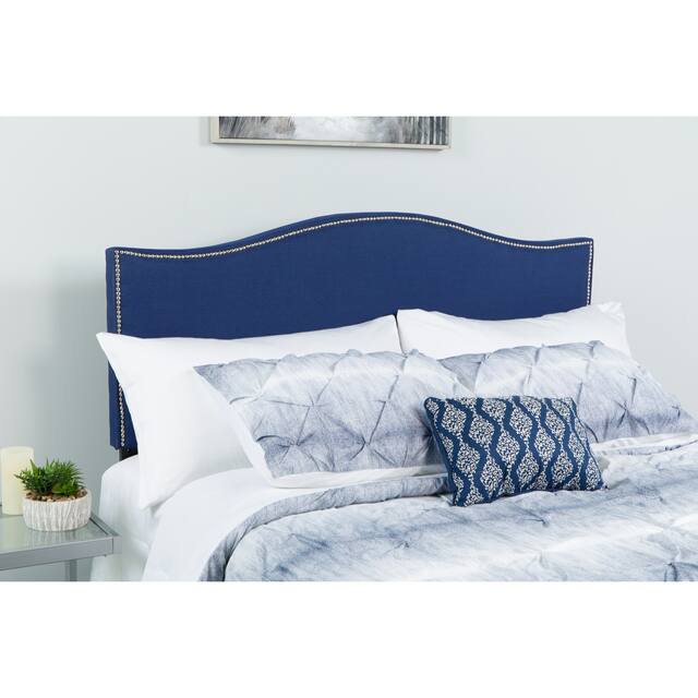 Arched Button Tufted Upholstered Headboard - Navy - Queen