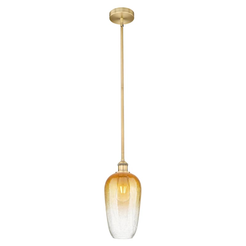 Innovations Lighting Endless Possibilities Edison - Brookhaven Flute - 1 Light 7" Stem Hung Mini Pendant - Brushed Brass/Amber
