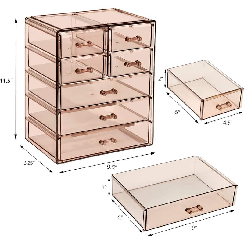 Sorbus Cosmetics and Jewelry Big Storage Case Display - Stylish Vanity, Bathroom Case (3 Large, 4 Small Drawers)