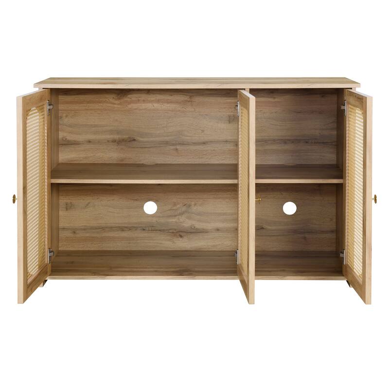 Oval Rattan Doors Sideboard with Adjustable Shelves