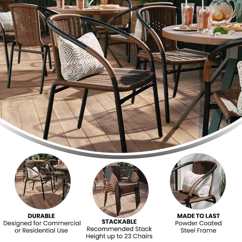 Indoor/Outdoor Stacking Rattan Restaurant Patio Chairs (Set of 4)