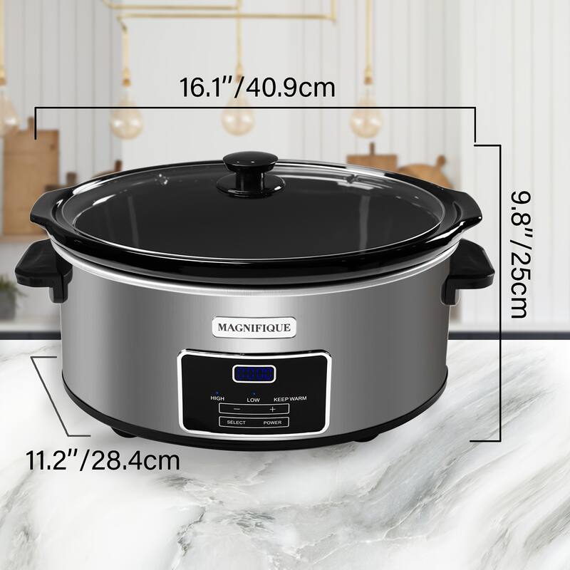 Magnifique 7 Qt Oval Dark Stainless Steel Digital Slow Cooker
