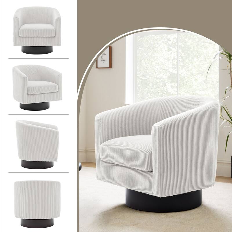 2 Set 360° Swivel Corduroy Accent Chairs Barrel Armchairs