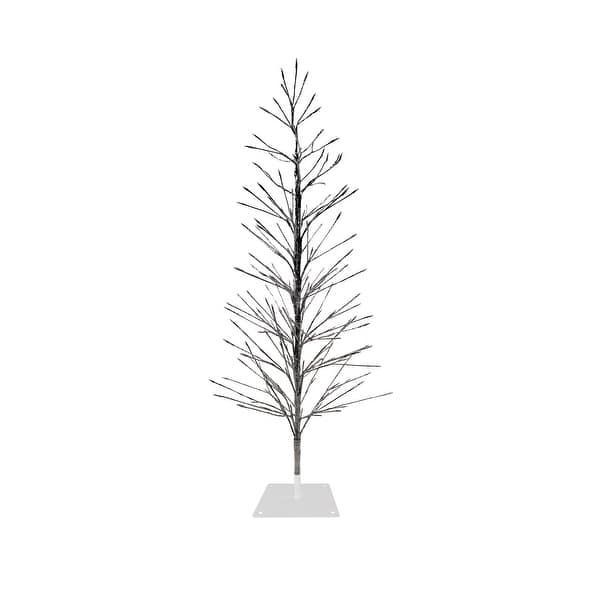 slide 1 of 28, Alpine Corporation 60"H Indoor/Outdoor Artificial Christmas Tree with Green LED Lights, Silver