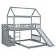 preview thumbnail 18 of 34, Twin Over Twin House Bunk Bed with Two Drawers and Slide, Grey