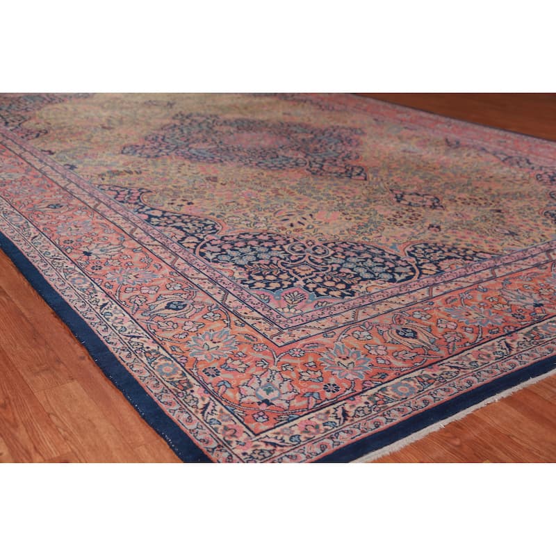 Hand Knotted Oriental 100% Wool Carpet Traditional Floral Brown Tabriz Area Rug - 13' 5'' X 9' 9''