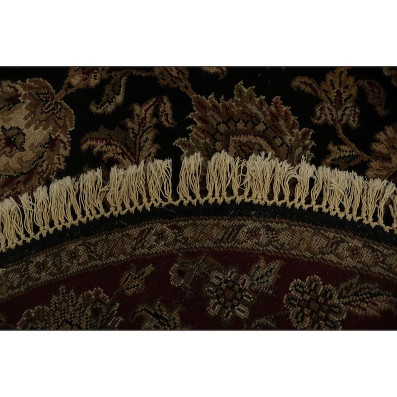 Hand Knotted Oriental 100% Wool Carpet Traditional Floral Black Agra Area Rug - 6' 2'' X 6' 3''