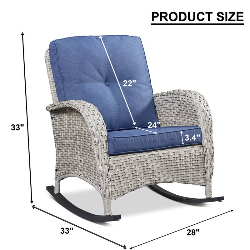 Rattan Wicker Rocker Chair Grey - Blue - Light Grey