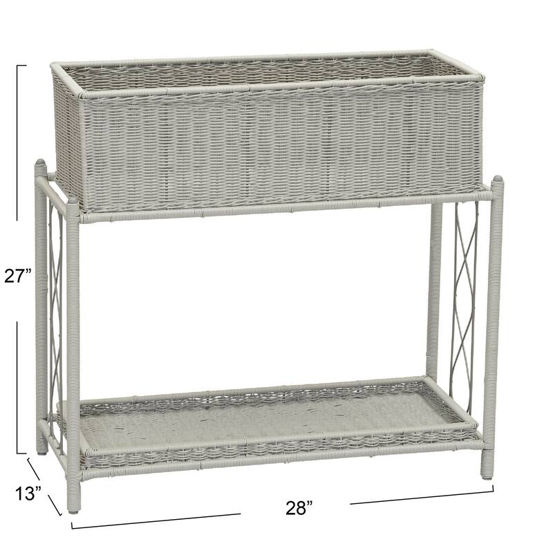 Household Essentials Raised 2-Tier Plant Stand with 2 Interchangeable Shelves