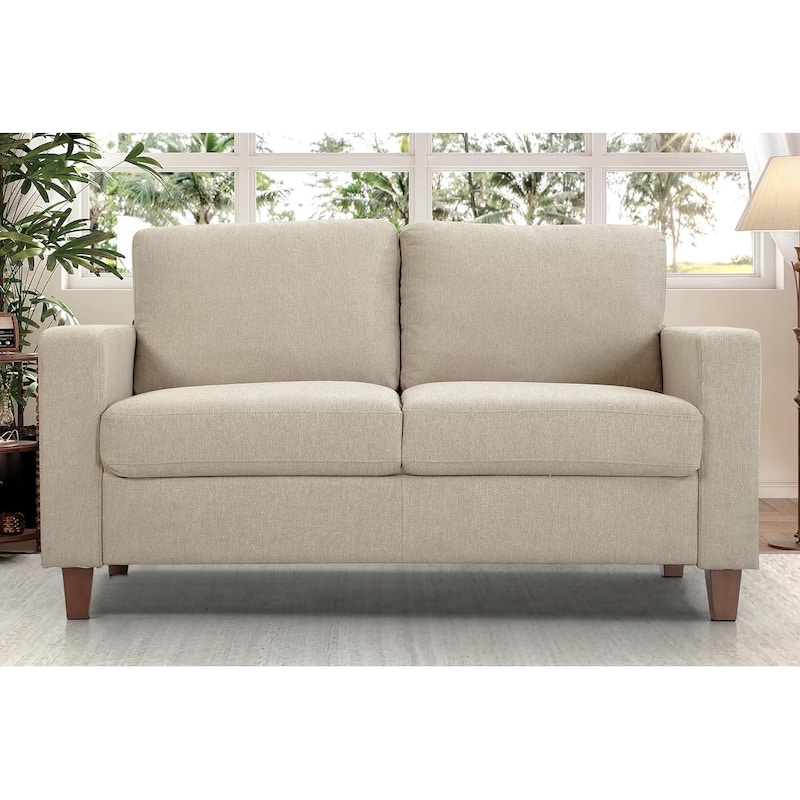 Miles 2 Piece Sofa and Loveseat Sets with Reversible Back Pillows Mid Century Modern Sofa