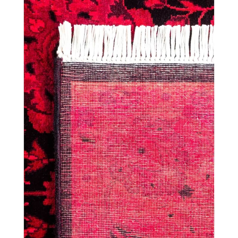 Overton Hand Knotted Wool Vintage Inspired Modern Contemporary Overdyed Red Runner Rug - 3' 1" x 10' 9"