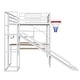 preview thumbnail 15 of 18, Full Size Metal Loft Bed with Desk,Wardrobe,Basketball Hoop and Slide