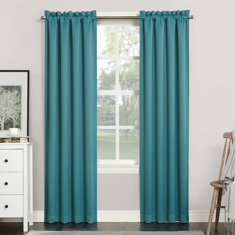 Sun Zero Hayden Energy Saving Blackout Rod Pocket Curtain Panel, Single Panel - 40x63 - Marine